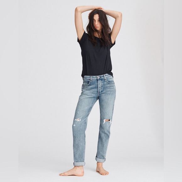 rag & bone Denim - Rag & Bone Rosa Mid-Rise Boyfriend Jean Medium to Light Wash Size 25 NWT